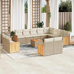 vidaXL Salon de jardin avec coussins 13 pcs beige résine tressée