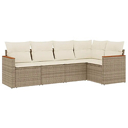 vidaXL Salon de jardin avec coussins 5 pcs beige résine tressée