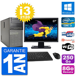 PC Tour Dell 7010 Ecran 27" Intel i3-2120 RAM 8Go Disque 250Go Windows 10 Wifi · Occasion 