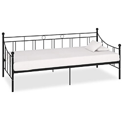 vidaXL Cadre de lit de repos sans matelas noir métal 90x200 cm