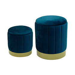 Mobili Rebecca Pouf avec rangement Rebecca Mobili Cedrela 44x35,5x35,5 Tissu Polyester Acier Bleu Pétrole Jaune Moderne ENSEMBLE 2 pcs 