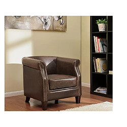 Vente-Unique Fauteuil club 100% cuir vieilli ENGUERRAND