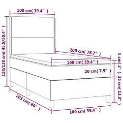 vidaXL Sommier à lattes de lit et matelas et LED Gris clair 100x200 cm pas cher