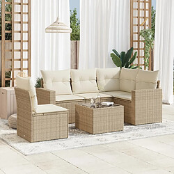 vidaXL Salon de jardin avec coussins 6 pcs beige résine tressée