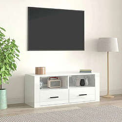 Maison Chic Meuble TV scandinave - Banc TV pour salon Blanc brillant 100x35x40 cm Bois d'ingénierie -MN13662