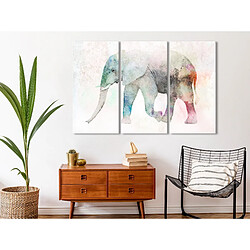 Decoshop26 Tableau toile de décoration murale impression premium en 3 parties sur châssis en bois motif Éléphant peint 120x80 cm 11_0015175