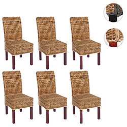 Mendler Lot de 6 chaises M69, banane tressée ~ pieds marrons