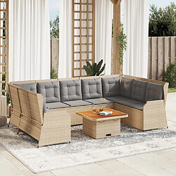 vidaXL Salon de jardin avec coussins 7 pcs beige résine tressée 