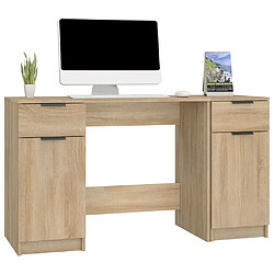 Acheter Maison Chic Bureau avec armoire latérale de rangement,Table de travail,Table d'étude Chêne sonoma Bois d'ingénierie -GKD12144