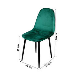 Mes Lot de 4 chaises 44x53x88 cm en velours vert foncé - HYGGE