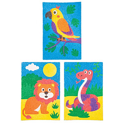 Baker Ross Illustrations animaux de la jungle en sable coloré (lot de 8) que les enfants pourront décorer et exposer.