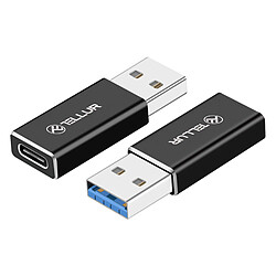 Adaptateur Tellur USB-A (mâle) vers USB-C (femelle), aluminium