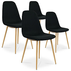 NC Lot de 4 chaises scandinaves Bali tissu Noir