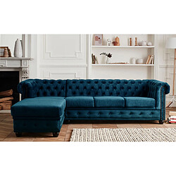 Lisa Design William - canapé Chesterfield d'angle gauche - 4 places - en velours