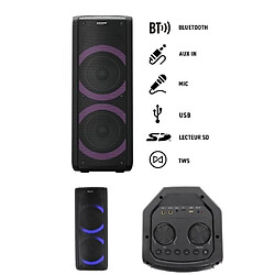 Power SONO ENCEINTE PORTABLE 200W SUR BATTERIE /SD/USB/BT/MP3 + TWS LEDS RGB et entrée MICRO pour la fête en KARAOKE 