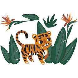 Sticker Lilipinso Sticker tigre et feuilles 133 x 63 cm