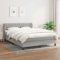 vidaXL Sommier à lattes de lit avec matelas Gris clair 140x190cm Tissu 