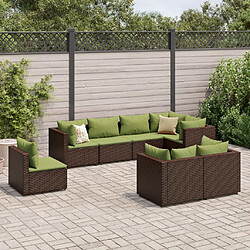 vidaXL Salon de jardin avec coussins 8 pcs marron résine tressée 