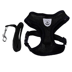 Avis Maille tissu chien harnais gilet harnais chiot formation collier noir - M