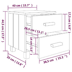 vidaXL Table de chevet HAMAR Blanc 40x35x44,5 cm Bois de pin massif pas cher