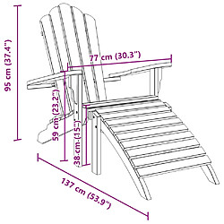 vidaXL Chaise de jardin Adirondack et repose-pieds bois de teck solide pas cher