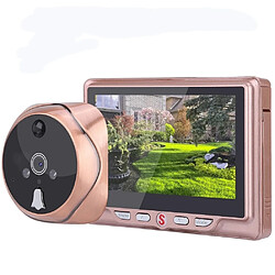 Wewoo Portier vidéo Visiophone sans fil Interphone 4,3 pouces LCD porte caméra enregistrable enregistrement détection de mouvement oeil sonnette or