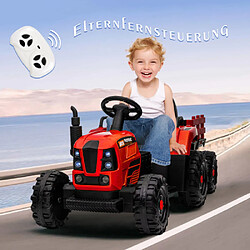 LBF Tracteur Électrique pour Enfants avec Remorque 12V, Jouet de Voiture à Batterie avec Télé"Tracteur Electrique pour Enfants avec Remorque, 3 Vitesses Réglables, Affichage de Puissance, USB, MP3, Bluetoothcommande, Trois Vitesses