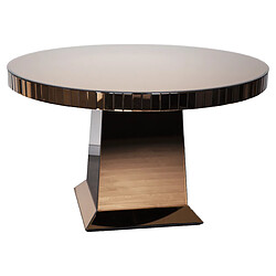 Vivenla Table de salle à manger design en bois MDF et miroir coloris bronze L. 130 x P. 130 x H. 77 cm collection LANZO