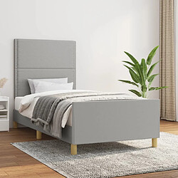 Maison Chic Cadre/structure de lit avec tête de lit pour adulte - Lit Moderne Chambre Gris clair 90x200 cm Tissu -MN75533