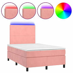 Maison Chic Lit adulte - Lit + matelas + LED,Sommier à lattes de lit et matelas LED Rose 120x200 cm Velours -GKD25650