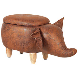 Beliani Tabouret enfant en cuir PU marron foncé ELEPHANT