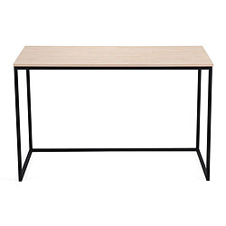 Pegane Table de bureau en bois coloris chêne nordique / noir - Longueur 120 x profondeur 60 x hauteur 75 cm