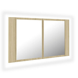 vidaXL Armoire à miroir à LED de bain Chêne sonoma 80x12x45 Acrylique