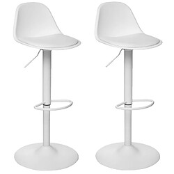 Toilinux Lot de 2 Chaises de bar Aiko en polypropylène ajustable - Blanc