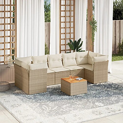 Maison Chic Salon de jardin avec coussins 8 pcs | Ensemble de Table et chaises | Mobilier d'Extérieur beige résine tressée -GKD22460