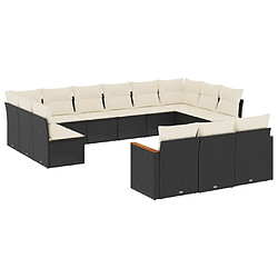 vidaXL Salon de jardin avec coussins 13 pcs noir résine tressée