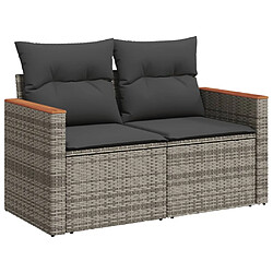 Acheter vidaXL Salon de jardin 4 pcs avec coussins gris résine tressée