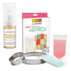 Scrapcooking Kit gâteau damier + 1 poudre alimentaire irisée dorée 