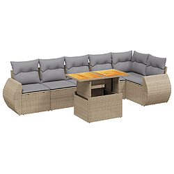 vidaXL Salon de jardin avec coussins 7 pcs beige résine tressée