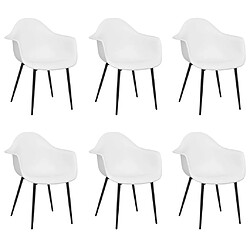 Maison Chic Lot de 6 Chaises à manger,Chaise pour cuisine blanc PP -MN21469