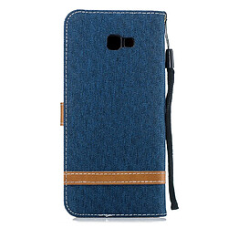 Avis Etui en PU tissu jean bicolore bleu foncé pour votre Samsung Galaxy J4 Plus/J4 Prime