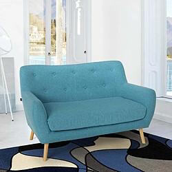 LE ROI DU RELAX Canapé 2 places en tissu de style scandinave confortable moderne Irvine | Couleur: Bleu