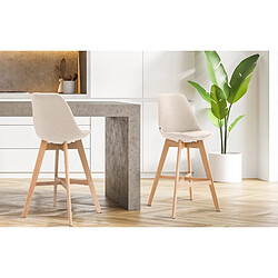 Non Lot de 2 tabourets de bar Cannes tissu naturel