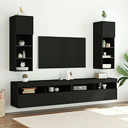 Avis Maison Chic Meuble TV avec lumières LED, Banc TV pour salon, Meuble de rangement noir 30,5x30x90 cm -GKD50104