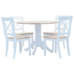 Ensemble salle à manger de jardin 5 pcs,Table et chaise à dîner Bois d'hévéa Blanc et marron -MN50834