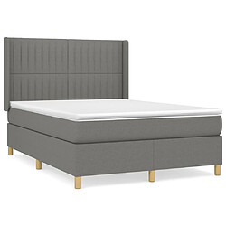 vidaXL Sommier à lattes de lit avec matelas Gris foncé 140x190cm Tissu