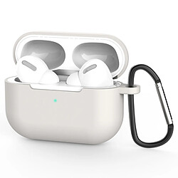 Wewoo Coque Pour AirPods Pro 3 Housse de protection en silicone écouteurs sans fil avec trou lanière et mousqueton gris clair