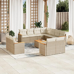 Maison Chic Salon de jardin avec coussins 12 pcs, Ensemble Tables et chaises de jardin, beige résine tressée -GKD984431