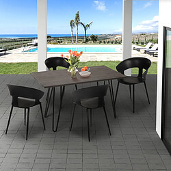 Ahd Amazing Home Design Ensemble 4 Chaises Design Moderne Table À Manger 120x60cm Industriel Sixty, Couleur: Rouge