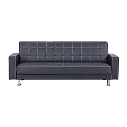 Canapé Droit Clic clac convertible 3 places IVANA - PU Noir - Style contemporain - L 208 x P 86 x H 80 cm